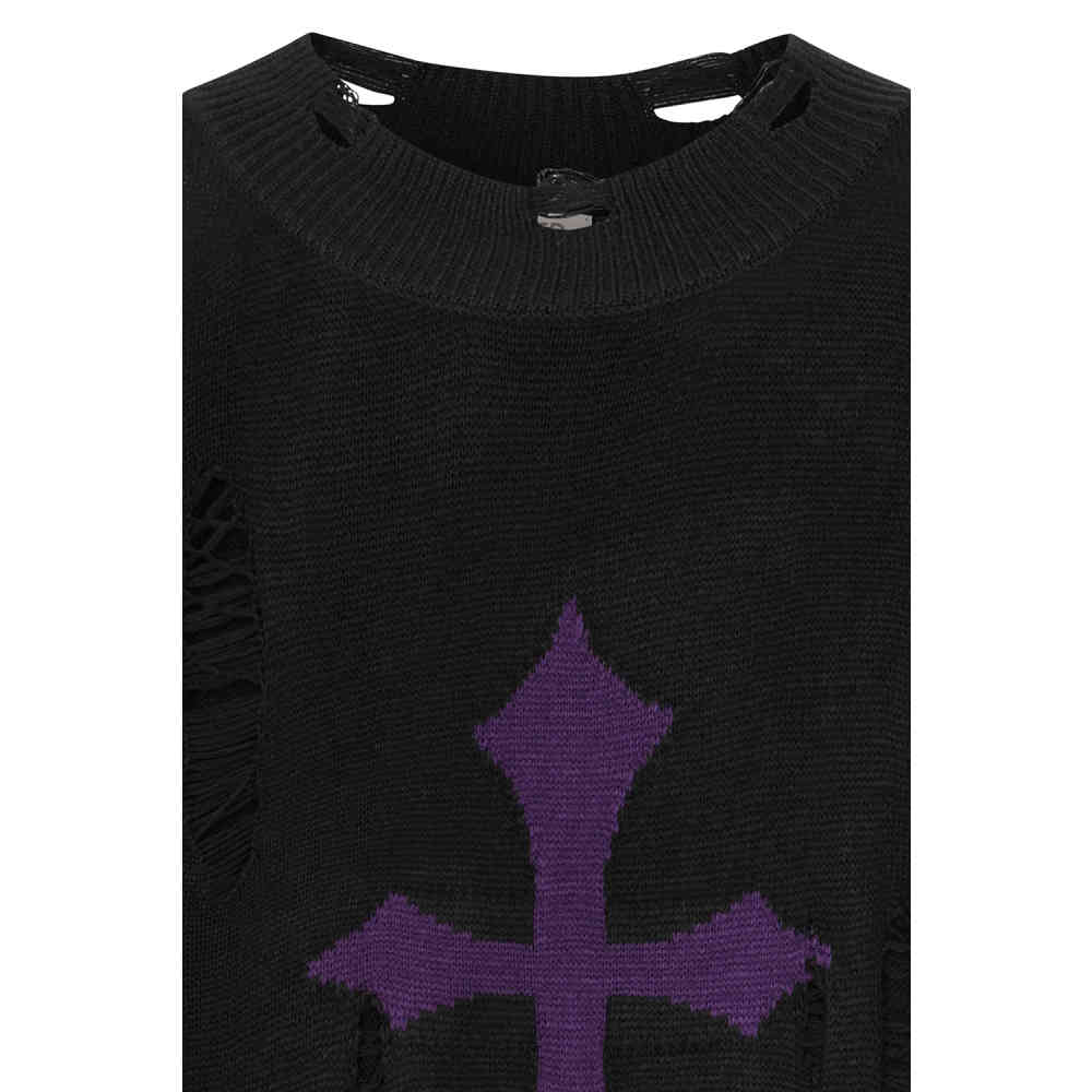Banned - Skadi Knit Robe courte - Noir/Violet